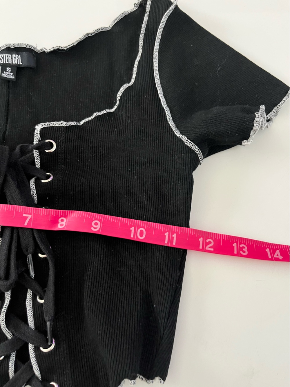 Poster Girl Lace Up Black Crop top sz small - Picture 2 of 5